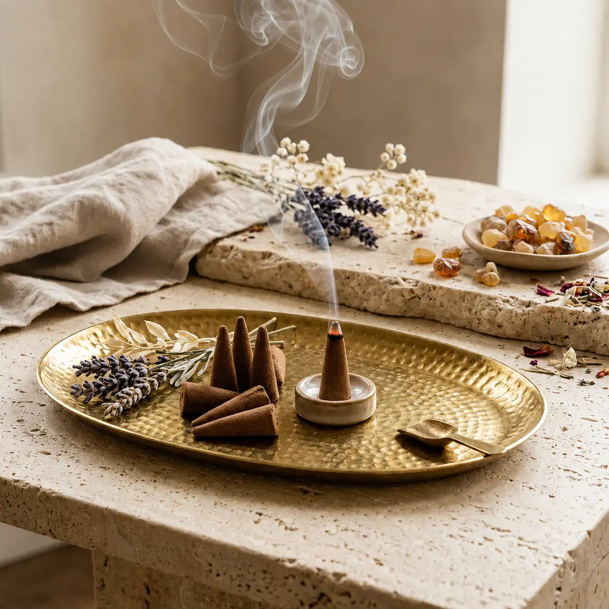 Home fragrance incense cones with natural botanicals and calming aroma