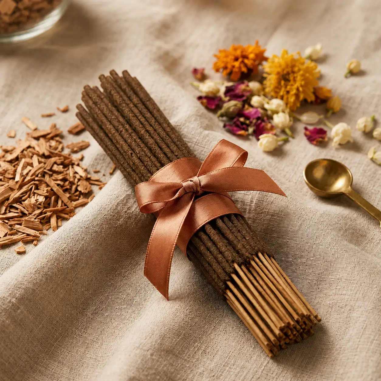 Premium Indian agarbatti incense sticks with natural flowers and wood ingredient